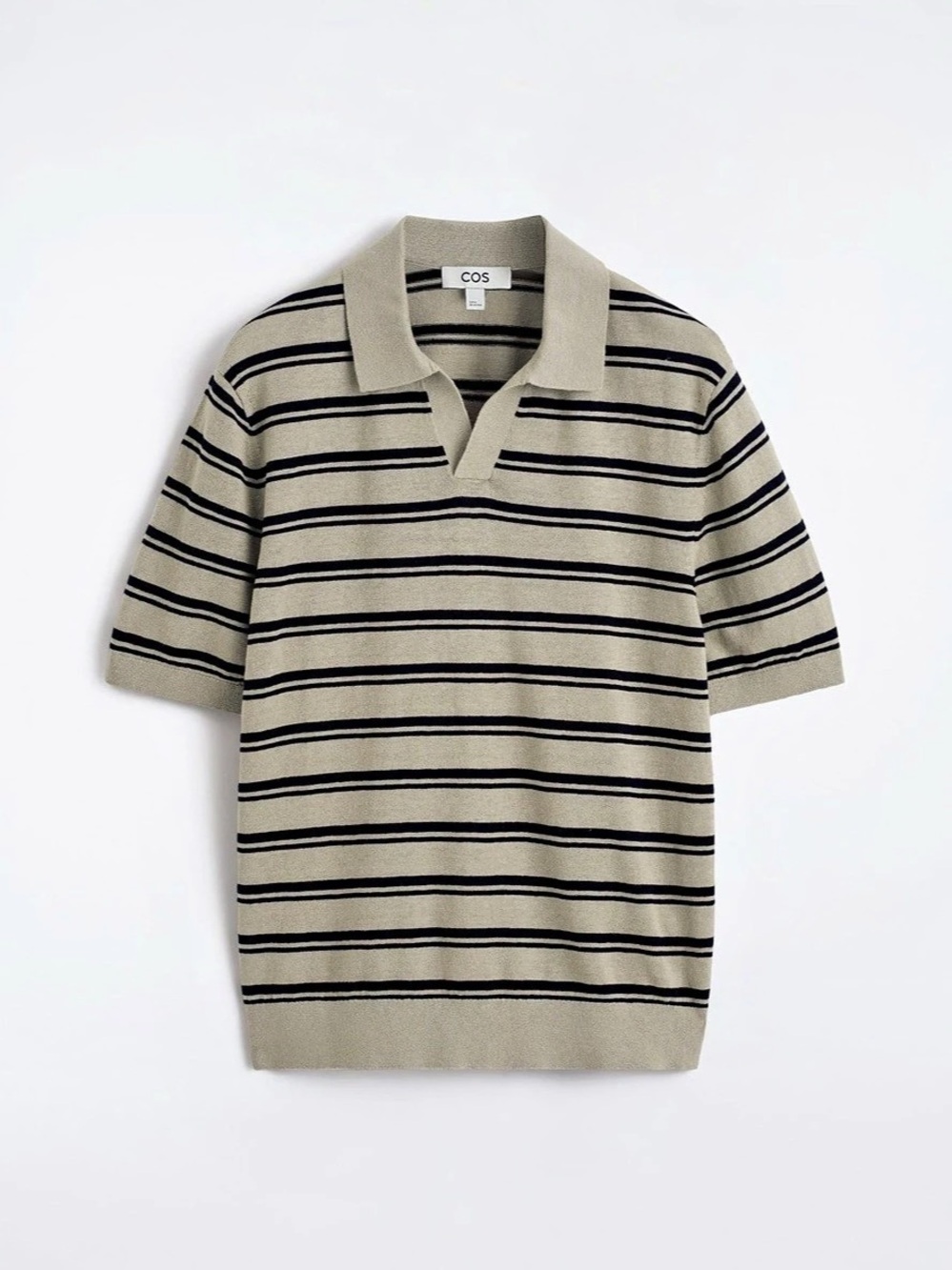 COS Striped Knitted Polo Shirt Size Large